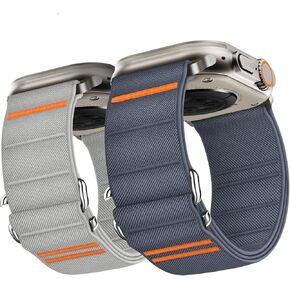 Suitisbest 2 Pack StretchFit Sport Bands Compatible with Apple Watch Ultra Band 49mm 45mm 44mm 42mm Men Women, Stretchy Sport Loop Strap with S-Hook for iWatch Series Ultra SE 9 8 7 6 5 4 3 2 1