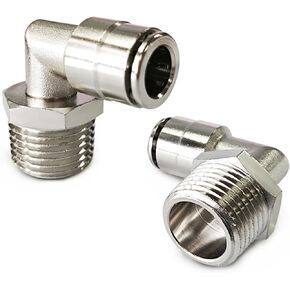 MILLISEC 2PCS Push to Connect Fitting Elbow, Pneumatic Male Elbow 1/4"Tube OD-1/2"NPT, 90 Degree Quick Connector for Air Suspension Compressor Air Horn Air Spring Bags