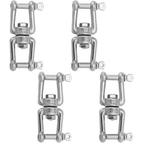 ECSiNG 4pcs 316 Stainless Steel Swivel Double Shackle M5x67mm Double Jaw Shackle Jaw Anchor Connector for Garden, Yard, Boat, and Outdoor Use