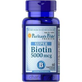 Puritan's Pride Vitamin Capsules, Super Biotin, 5000 Mcg, 60 Count, 60 Count