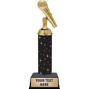10.5" Microphone Trophies - Black Midnight Microphone Trophy Awards Prime
