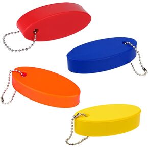 4PCS Floating Keychain for Boat Keys, Waterproof Vinyl Foam Floating Keychain, Bright Color Oval Float Key Rings Pendant for Boating Fishing Surfing Sailing Kayak and Outdoor Water Sport