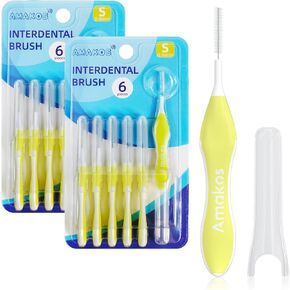 Amakos 12 Pcs Interdental Brush, Soft Dental Braces Brush for Teeth Cleaning (0.8mm)