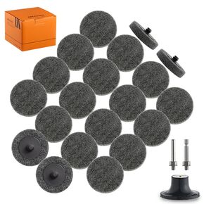 20 Pcs 50mm/2" Quick Change Silicon Carbide Non-Woven Surface Preparation Wheels Grey Die Grinder Discs with 1/4" Disc Pad Holder for Sanding, Polishing Rust Deburring Removal