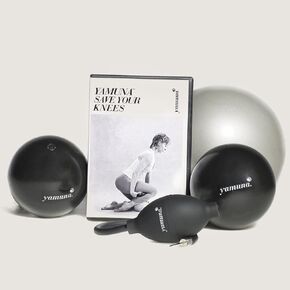 Yamuna Body Rolling Save Your Knees from Pain Kit - Two Black Rolling Balls, Yamuna Silver Ball, Yamuna Pump, Save Your Knees DVD - Manage and Relieve Knee and Leg Pain!