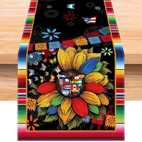 Linen Hispanic Heritage Month Table Runner 72 Inches Long National 22 Spanish Speaking Countries Latino Heritage Month Decorations and Supplies for School Classroom Office
