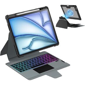 Nillkin iPad Pro 12.9 Magnetic Case with Keyboard 6th Generation, 7 Backlight Colors, Magic Trackpad, Pencil Holder, Slide Camera Cover Compatible with iPad Pro 12.9 inch 5th/4th/3rd Generation, Black