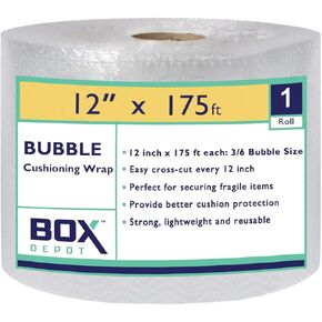 12 inch x 175 ft bubble cushioning wrap perforated bubble roll, cushioning for moving & shipping extra-thick cushioning for fragile items 1 roll
