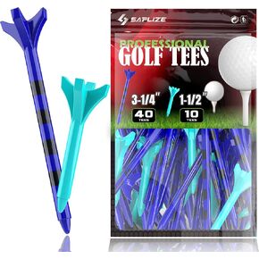 مجموعة تي شيرتات جولف بلاستيكية من SAPLIZE مكونة من 50 قطعة (1-1/2 بوصة و3-1/4 بوصة متوفرة) تقلل الاحتكاك والدوران الجانبي، 4 شوكات بلاستيكية، مختلطة in Kuwait