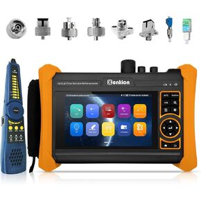 Henkion OTDR Fiber Optic Tester 1310/1550nm 34/32dB Auto/Expert Fiber Test Event Map LS OPM VFL OLS Cable Test Network Tools 5.4" IPS Touch Screen 1920x1152 Resolution WiFi 8 Styles of Connectors
