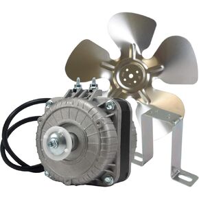 Appli Parts APFM-51E 5W refrigeration condenser and evaporator motor 115V 60Hz 0.4A 1450rpm includes base and 8in aluminum Fan Blade CCW shaft end Universal fit