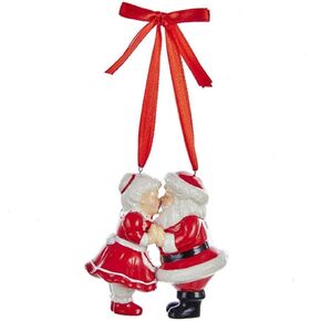 Kurt Adler Porcelain Kissing Santa And Mrs. Claus Christmas Ornament