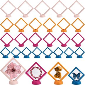 Framendino, 30 Pack 3D Floating Frame Display Case 4.3" 3.5" 2.8" Challenge Coin Floating Display Stands Holders Jewelry Storage Boxes for Jewelry Medallions Gems Stamps (Colors A)