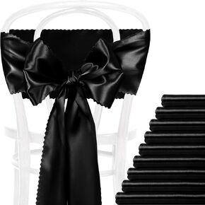 60 Pcs Pink Satin Chair Sashes Bows, 7x108 inch Chair Bow Ties Back Silky Dining Chair Sashes Satin Chair Ribbon for Wedding, Party, Banquet, Restaurant, Hotel Event, Chair Cover Decorations