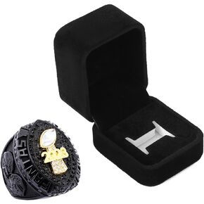 2023 Fantasy Football Championship Trophy Ring Award Prize Sport MVP Winner FFL League Champion Ring (size 11 with free box, Black Blue Stones)