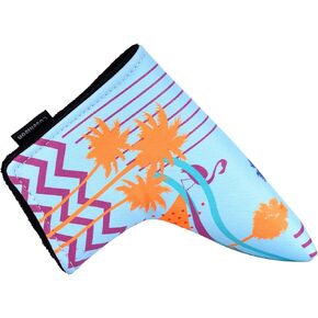 Leather Blade Putter Cover Magnetic Closer, Golf Blade and Mallet Putter Headcover Tropical Protective Putter Head Covers