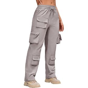Cargo Pants for Women High Waisted Casual Work Parachute Pants Baggy Stretchy Wide Leg Y2K Streetwear with Pockets