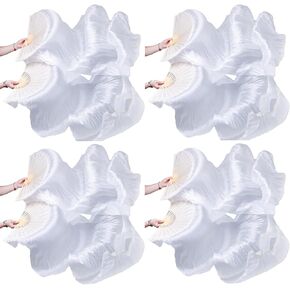 4 Pairs Artificial Silk Belly Dance Bamboo Fans,1.8 Meter/ 5.91 ft Long Belly Dance Silk Fan,Folding Imitated Silk Fans for Dance Dancer Women Dancing Show