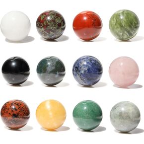 Crystal Ball Stone Mix 4PCS, Gemstone Sphere Balls, 1.6" Round Stones Pocket Polished Crystal Sphere, Ball Stones Gemstones Sphere Decorative Balls for Yoga Meditation