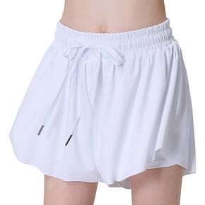 DIPUG Girls Butterfly Shorts Flowy Athletic Short Kids with Pocket for Sports,Running,Cheer