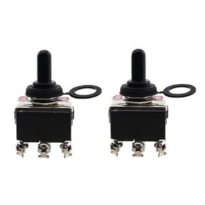 2PCS 6PIN 3 Speed 15A 250V Toggle Switch Rocker Switch Button Switch with Waterproof Cover Marine Toggle Switch Waterproof 1.18x0.77x0.78inch Black