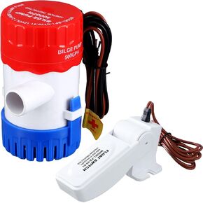 Landhoow Bilge Pump 12v with Float Switch Bilge Pumps for Boats DC 12v 24v 32v Portable Marine Pump Electric Boat Water Pump(500 Gph)