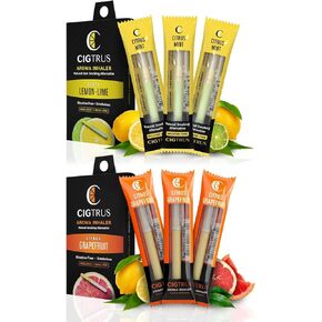 Cigtrus Natural Flavored Air Device - Inhaler | Fights Bad Habits & Oral Fixation Craving Relief |Tobacco-Free, Nicotine-Free, & Non-Electric | Lemon Grapefruit & Lemon Lime- 3 Pack Each