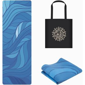 Travel Yoga Mat, Non-slip Foldable Travel Fitness Mat With Carry Bag for Yoga, Exercise, Pilates, 1.5mm Thick Lightweight Exercise Yoga Mat for Women