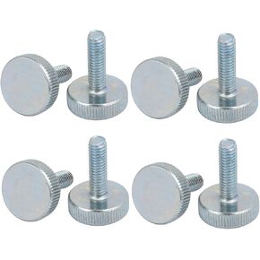 uxcell M6x20mm Thread Zinc Plated Knurled Round Head Thumb Screws Silver Blue 8pcs