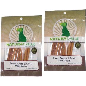 Natural Value Sweet Potato & Duck Soft Chew Meat Sticks Contains Glucosamine & Chondroitin for Hip & Joint Health(This is a 2 Pack)