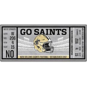FANMATS 23129 NFL New Orleans Saints Ticket Design Runner Rug - 30in. x 72in. | Sports Fan Area Rug, Home Decor Rug and Tailgating Mat