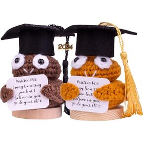 2024 Graduation Gift 2PS Emotional Support Pickle Potato, Cute Knitted Crochet Potato Doll with Doctoral Hat Toy with Room Decoration(A7)