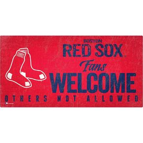 لافتة ترحيب لمحبي بوسطن ريد سوكس من MLB Boston Red Sox، لون الفريق، 6 × 12