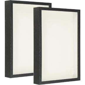 PATIKIL 8x12 Shadow Box Frame, 2 Pack Wooden Dried Flower Floating Photo Frame Glass DIY Display Case with Card Paper for Flowers Ticket Crafts Photos, Black