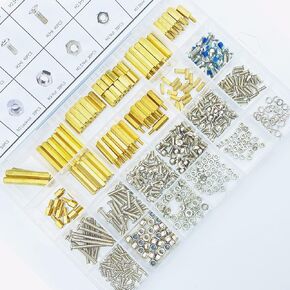 Yahboom M3 M2.5 M2 Hex Brass Male-female/Female to Female Standoff, Screw Copper Pillar 532 Pieces Stainless Steel round/Flat Head Machine Screw/nut PCB Motherboard Screws Assortment Kit (1 Trays)