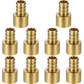 (10 Pack) Lidertik Copper to Pex Fittings 1/2 inch, 1/2" Pex F1807 x 1/2" Female Sweat Adapter Brass