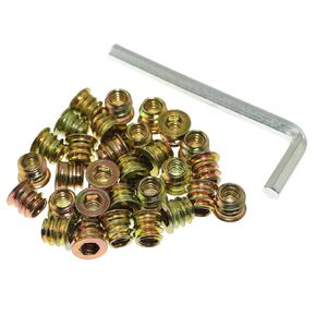 Maxmoral 1/4"-20 x 25mm Wood Threaded Insert Hex Drive Wood Nut Insert for Furniture Woodwork and Model Making Special Threaded Insert Nut for Furniture Manufacturing and Repair
