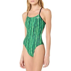 The Finals Women's Swanback Athletic One Piece Swimsuit, Green/Zircon, 26