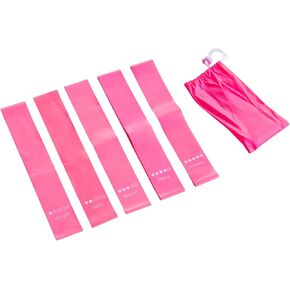 Peak Performance Resistance Loop Exercise Bands with Workout Videos. 5 PCs Latex Exercise Bands. 5 Bands All Pink Elastic Bands with Pink Carrying Bag.Includes Video demonstrations