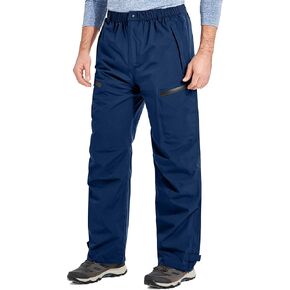 Men's Rain Pants, Waterproof Rain Over Pants Lightweight Packable Windproof Hiking Pants Outdoor Golf Work Navy