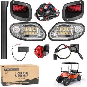 10L0L Golf Cart Light Kit for EZGO Freedom TXT / T48 Gas & Electric 2014-up, Headlight Taillight with Turn Signal Switch Horn Button, Blinker & Brake Light Switch (Must work on 12V)