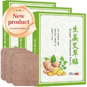 Ginger Wormwood Patch Acupoint Paste deep Conditioning 生姜艾草贴 Paste for Neck, Shoulder, Back, Waist, Hand, Feet Joint（60 Packs 生姜贴 艾草贴