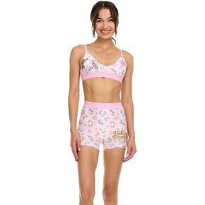 Peanuts Women’s Sports Bra and Boxer Briefs Underwear Set - Triangle Bra with Adjustable Straps & Removable Pads