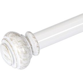 FantasDecor Curtain Rods for Windows 16-75 Inches Adjustable Length 1 Inch Diameter Bedroom, Kitchen, Living Room Curtain Rod with Classic Round End Caps Pewter