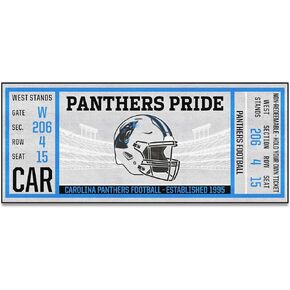 FANMATS 23114 NFL -Carolina Panthers Ticket Design Runner Rug - 30in. x 72in. | Sports Fan Area Rug, Home Decor Rug and Tailgating Mat