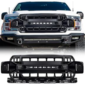 استبدال الشواية الأمامية لـ F150 2018-2020، شبكة المصد الأمامي باللون الأسود غير اللامع مع أضواء للطرق الوعرة in Kuwait