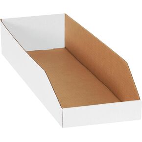 Boxes Fast BFBINMT824 Open Top Bin Boxes, 8" x 24" x 4 1/2", White (Pack of 50)