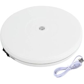 حامل شاشة دوار بمحرك كهربائي 110 فولت من DasMarine مع LED، قطر 10 بوصة/25 سم، تحميل 22 رطل، دوران 360 درجة في أي اتجاه، للتصوير الفوتوغرافي، عرض (10 بوصة/25 سم، أبيض) in Kuwait
