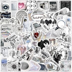 Cute Holographic Stickers for Water Bottles, 50 Pack Cute Vsco Vinyl Aesthetic Waterproof Stickers Laptop Hydroflask Skateboard Computer Stickers for Teens Kids Girls