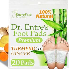 Dr. Entre's Foot Pads: 20 Pack of Turmeric & Ginger Foot Pads | Premium Foot Pads to Feel Better, Sleep Better & Relieve Stress | Organic Foot Patches